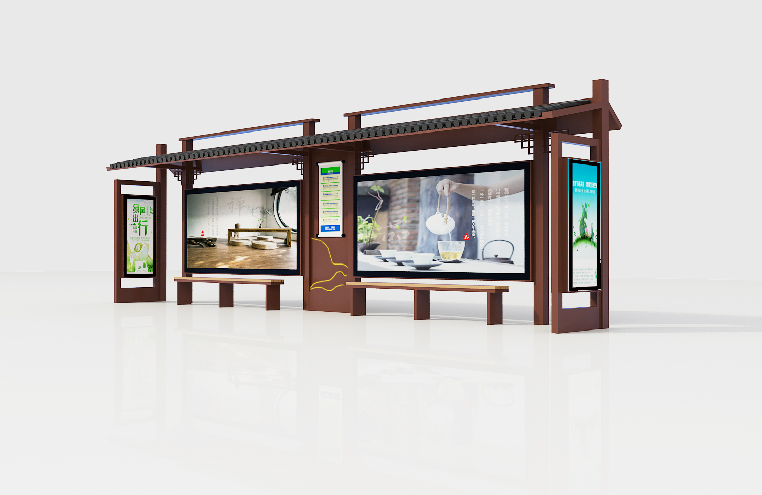 候车亭厂家浅析仿古候车亭的特点所带来的市场(图1)